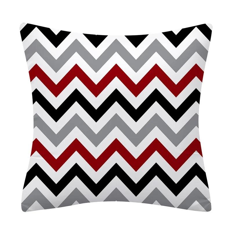 Geometric Red and Black Wave Decorative Pillowcase Car Ornaments Office Living Room Sofa Home Pillowcase