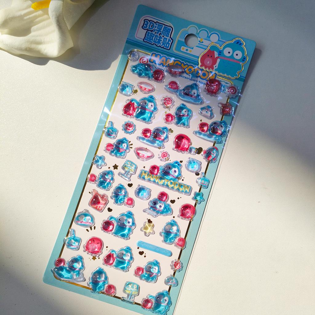 3D Embossed Cute Sanrio Stickers Waterproof Cartoon Decals for Journaling Phone Case DIY Student Stationery Decorative Stickers