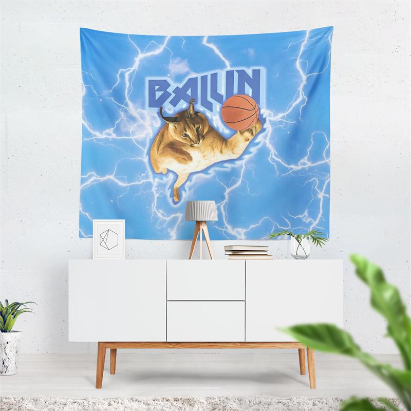 Aertemisi Big Floppa Balling Tapestry Wall Hanging Art for Bedroom Living Room Decor Party Backdrop