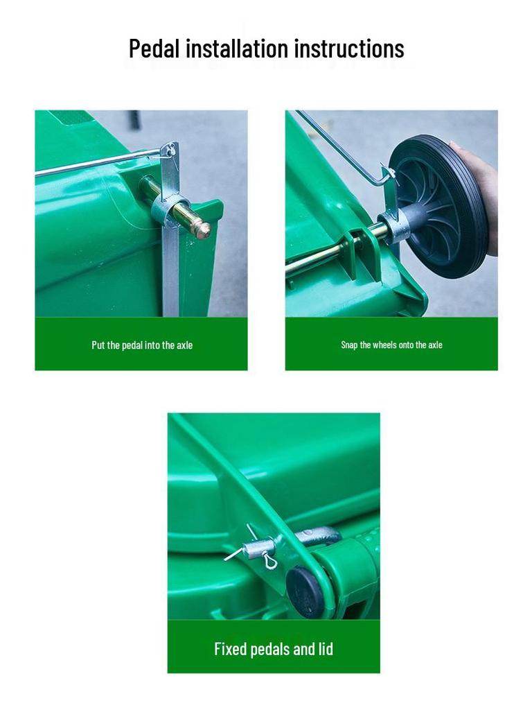 Large Capacity Outdoor Community Trash Can, 120L/240L, Durable and Thickened Plastic
