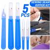 5PCS Sewing Seam Ripper Kit Sewing Accessories Blue Plastic Handle Sharp Seam Stitch Ripper for Hand Embroidery Thread Removal