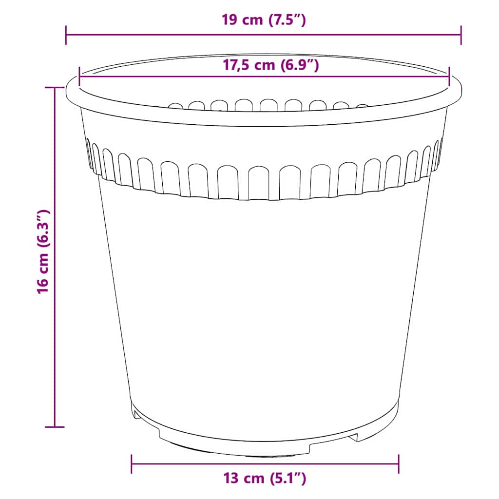 Flower Pots 6 Pcs Terracotta Red Ø 19 X 16 Cm Plastic