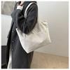 Damen Baumwoll-Tragetasche, Große Kapazität, Reißverschluss, Schulter-Handtasche, Weiche Eimer-Tasche mit Innentasche