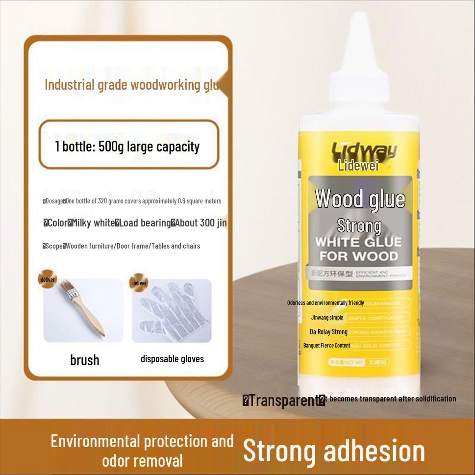 Woodworking Adhesive: White Latex Glue for Solid Wood Furniture, Table and Chair Repair, and Floor Cracks.