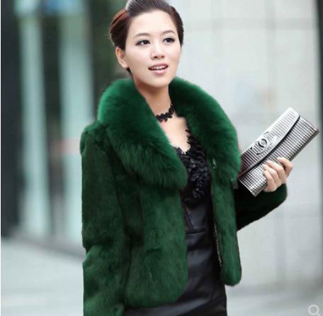 Women's imitation fur autumn and winter imitation mink fur imitation fur coat women's short fox fur collar rabbit fur coat