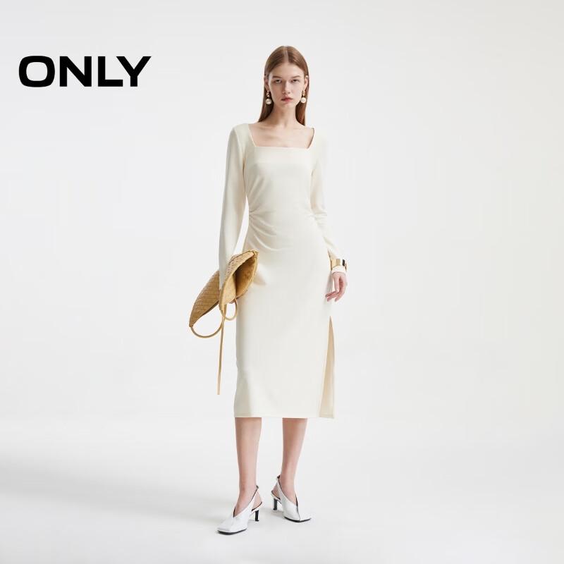 ONLY 2024 Autumn Retro Square Neck Slit Long Dress