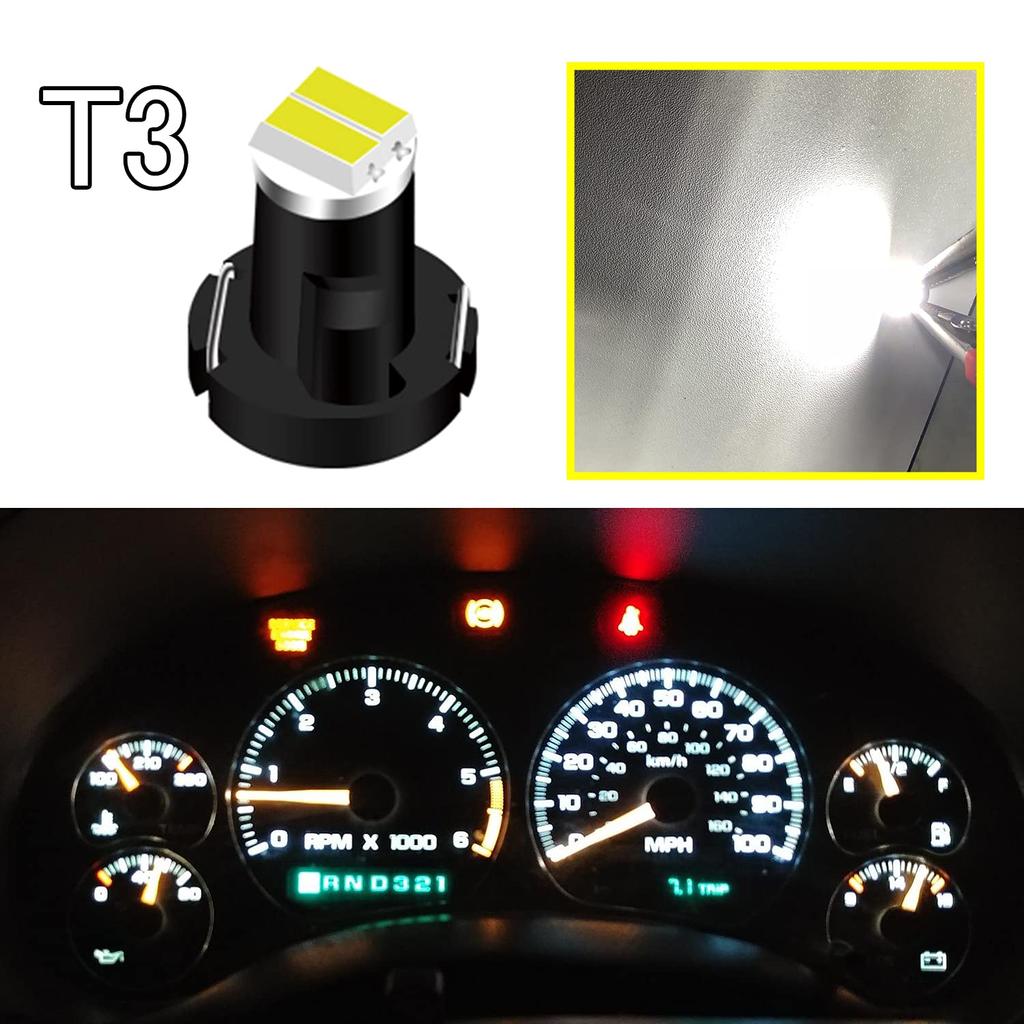 NAKOBO Universal T3 2SMD 3014 Chip Car LED Light Dashboard Meter Panel Light Bulb / White (10 Pack)