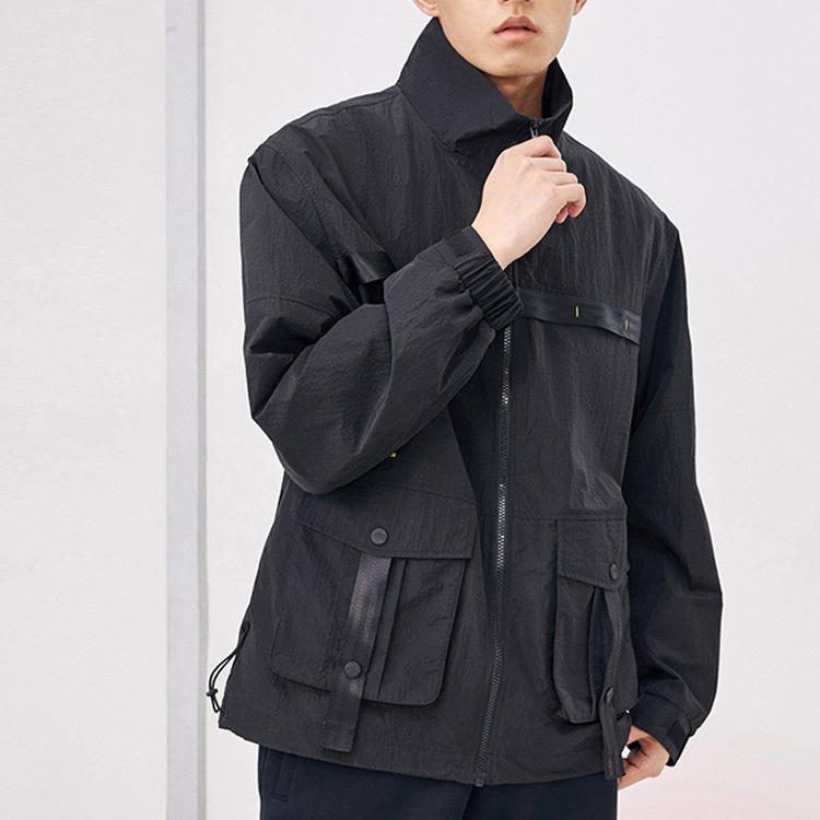 Anta Logo Print Large Pocket Sports Jacket Men Jacket Basic-Black 152218613-2