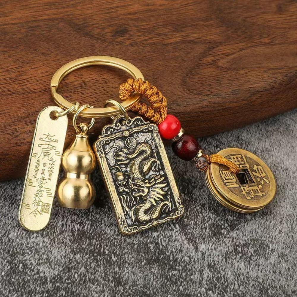Zodiac Metal Fengshui Pendant Brass Gourd Brass Gourd Money Keychain  Gift