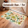 Dinosaur Theme Soft Crystal Velvet Rug Custom Name & Text Print Non Slip Floor Rug for Bedroom Living Room