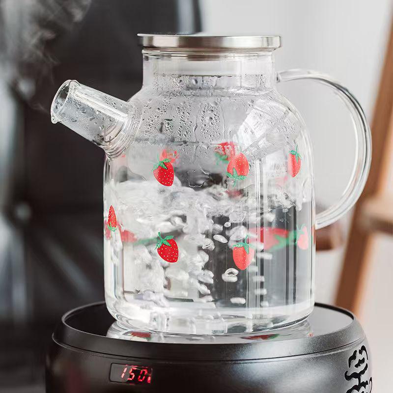 Grote Hittebestendige Borosilicaatglas Waterkoker met Handvat voor Hete & Koude Dranken