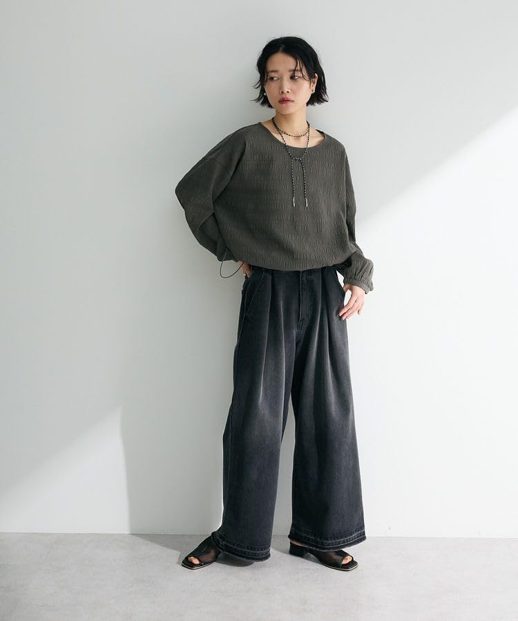 Green Parks Gray Pullover Sweater with Drawstring Hem and Long Sleeves Women's