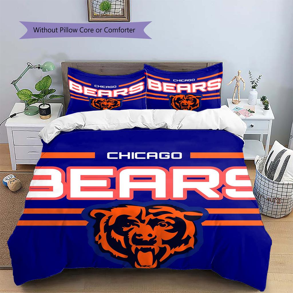 Set Copripiumino Trapuntato con Fantasia Chicago Bears Federa Decorazione per la Casa Regalo (1 * copripiumino + 2 * federa, senza nucleo)