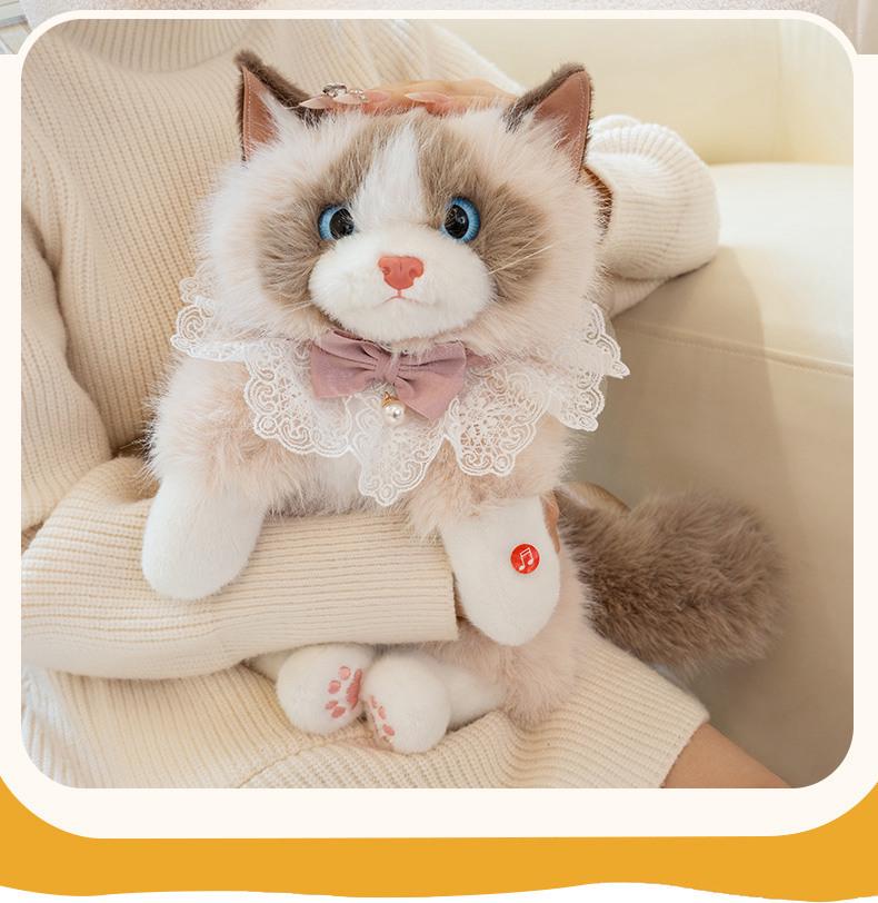 Meowing Cat Plush Backpack with Sound