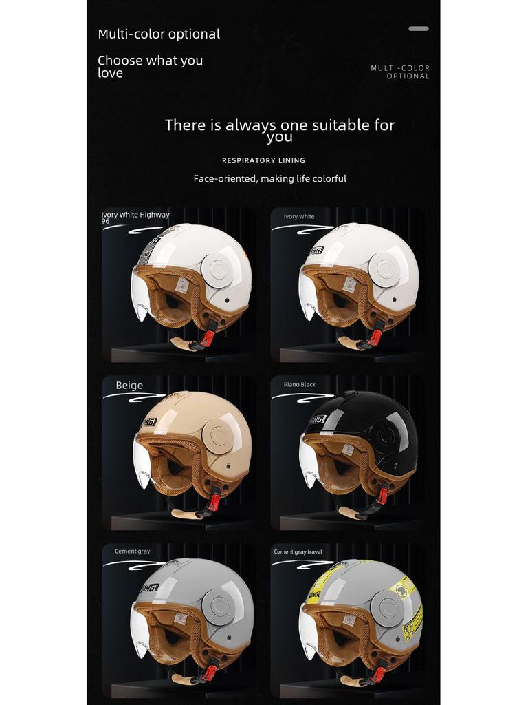 RNG 3C-Certified Retro 3/4 Motorcycle Helmet for Men & Women