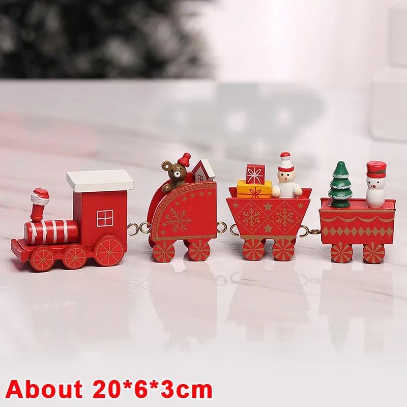 Wooden Christmas Train Ornament Plastic Mini Christmas Train Toys Festival Party Decoration Xmas Table Ornaments New Year Gifts