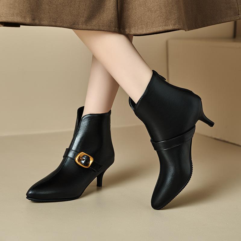 25 Chelsea Boots Martin Boots Fashion British High Heel Short Boots Belt Buckle Knight Boots 32-48 Boots