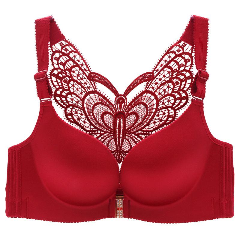 Front Buckle Plus Size Bra Fat MM Large Cup Seamless Gathered Adjustable Butterfly Beauty Backlit Sexy Underwear