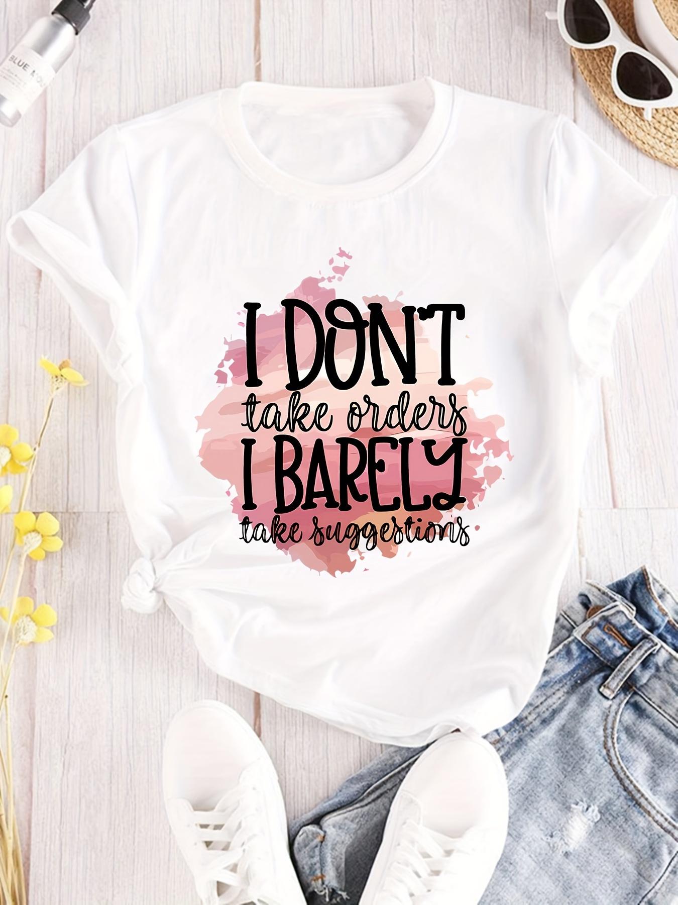 

Women S Casual Crew Neck T-Shirt, Polyester Knit Fabric, Regular Length, with Bold Alphabet Print, for All Seasons 5XL різнокольоровий