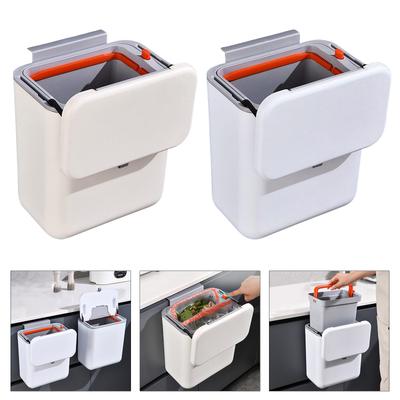 Plastic Hanging Trash Can Kitchen Compost Bin for Cupboard Doors 9L Large Capacity with Easy Installation