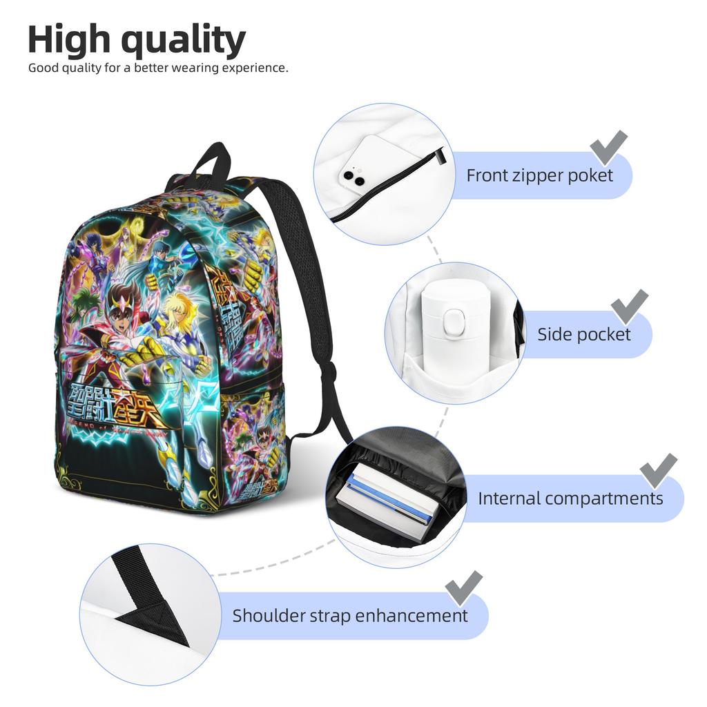 Fashion Saint Seiya Backpack  Mochilas Cool Camping Retro Washable Rucksack