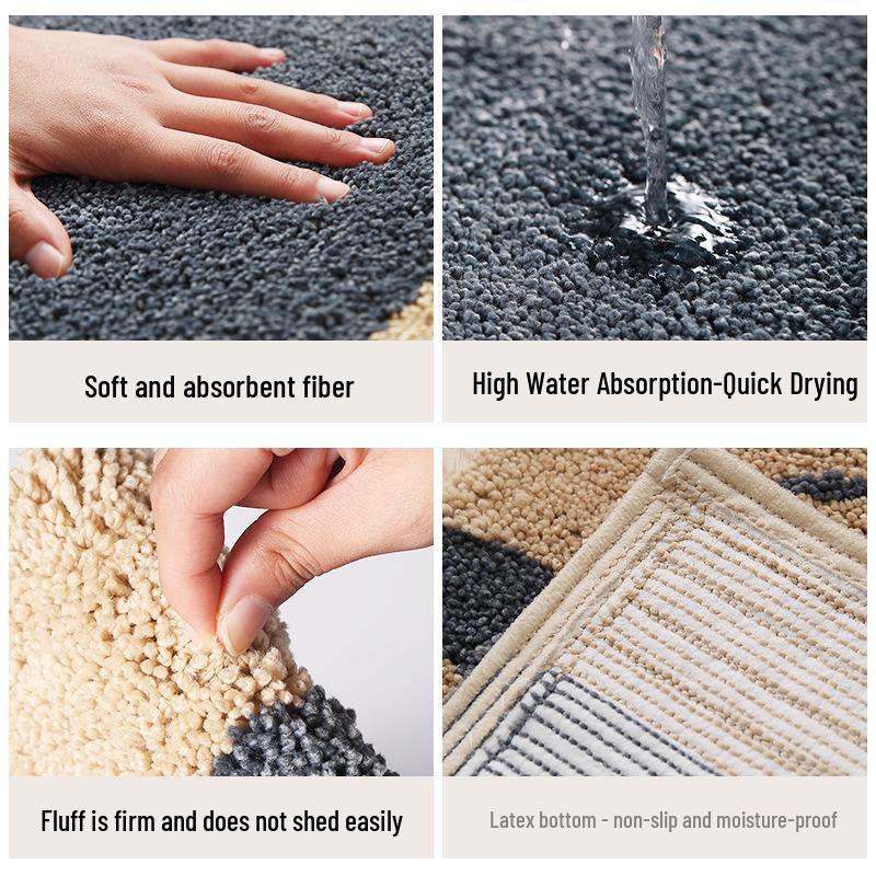 Cartoon Jacquard Non-Slip Floor Mat - Absorbent Foot Pad for Entrance, Bathroom, Bedroom, or Kitchen