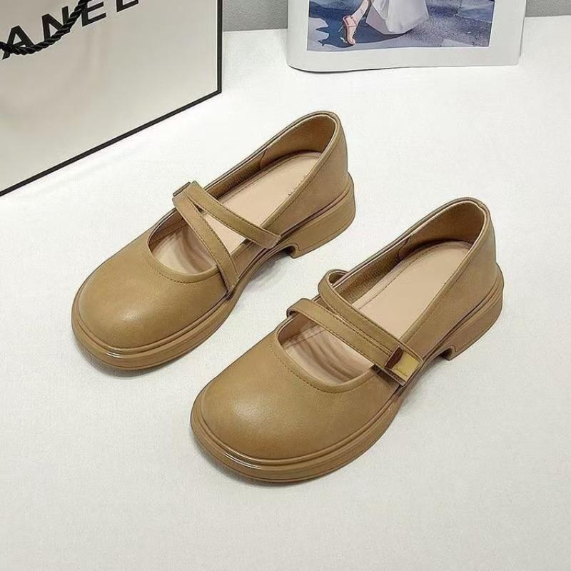 Mary Jane Small Leather Shoes Women's Autumn New Thick-soled Thank You Shallow Mouth Comfortable Cross-strap Single Shoes