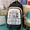 Schoolbag Korean version of Mori primary school schoolbag female high-value plaid contrasting colors college style high-quality backpack for middle 
