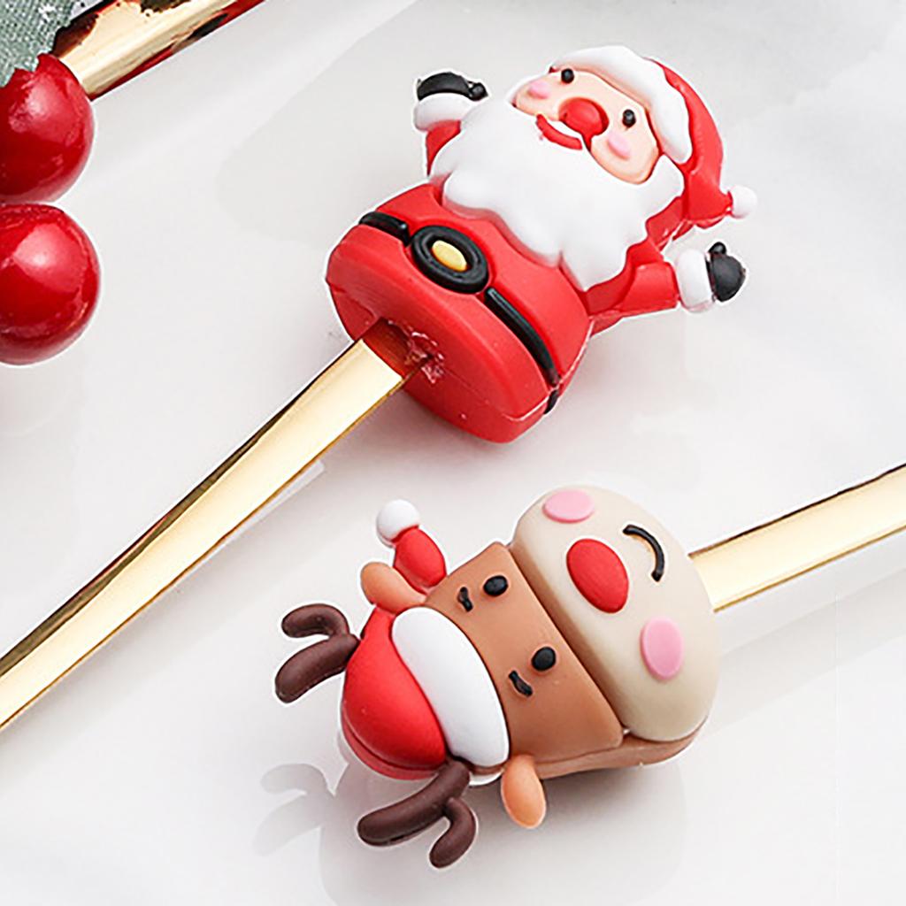 2Pcs Christmas Theme Dinnerware Set with Gift Box Elk Deer Christmas Hat Tree Fork Spoon Cutlery Set Stainless Steel Tableware