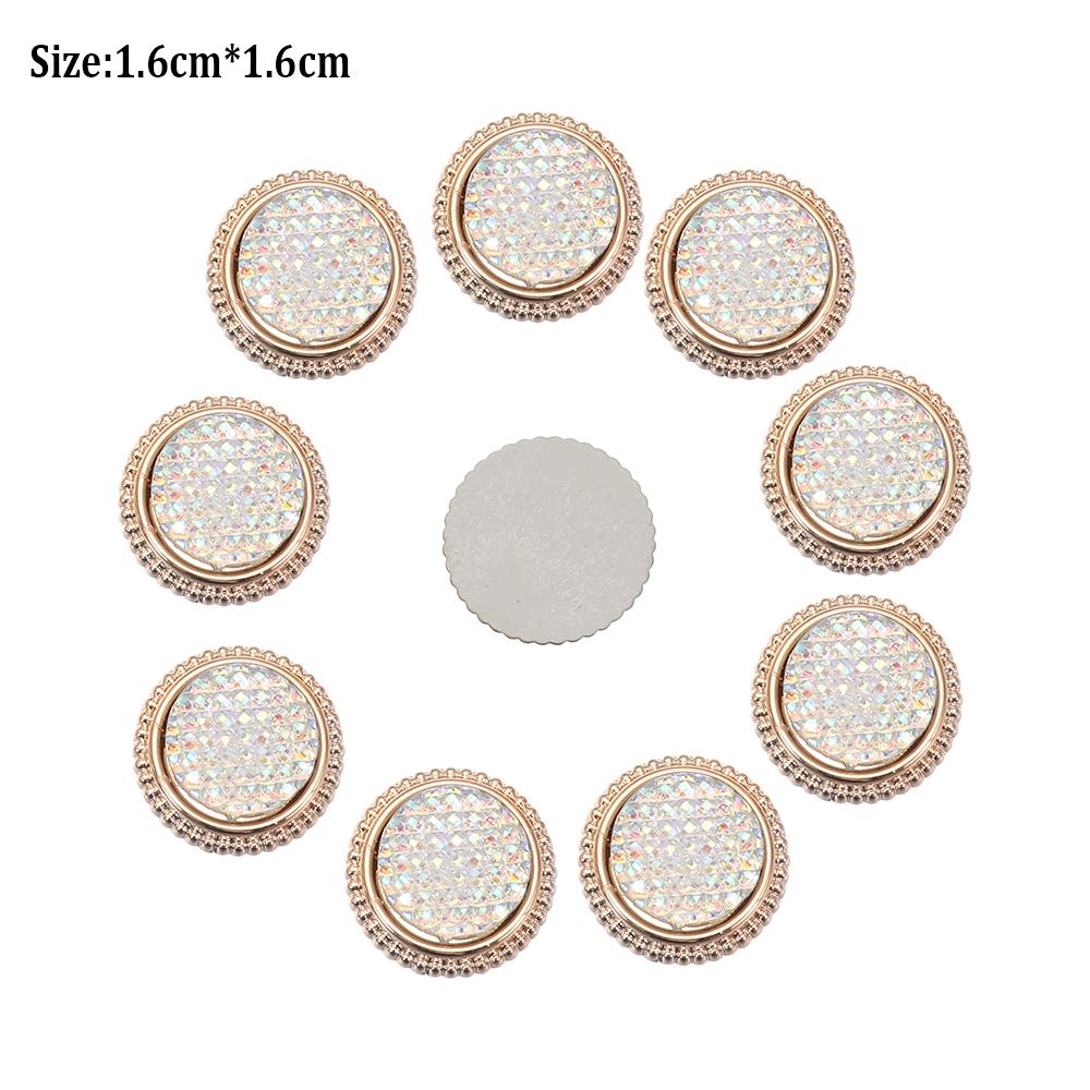 10PCS Pearl Flower Rhinestone Buttons Sparkling Crystal Hairpins Decoration Apparel Sewing Decor Craft Buttons DIY Accessories