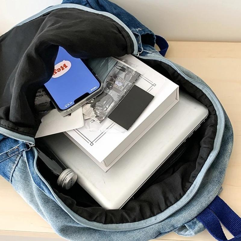 Pánské a dámské batohy, Studentské školní tašky, Velkokapacitní tašky z praného denimu