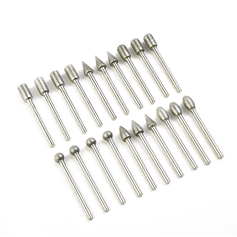 Glass Burr Drill Bits Metal Ceramics 20pcs Rotary tools Grinding Diamond