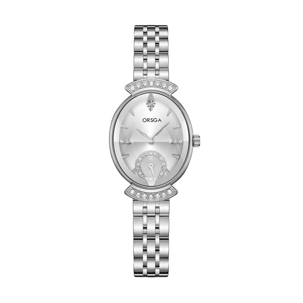 ORSGA Women's Oval Diamond-set Fashion Watch with Prismatic Mirror and Quartz Movement