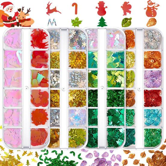 1 Box Nail Sequins Ultra-Thin Bright Color Mix Shape Wide Application Easy To Apply Decorative PET