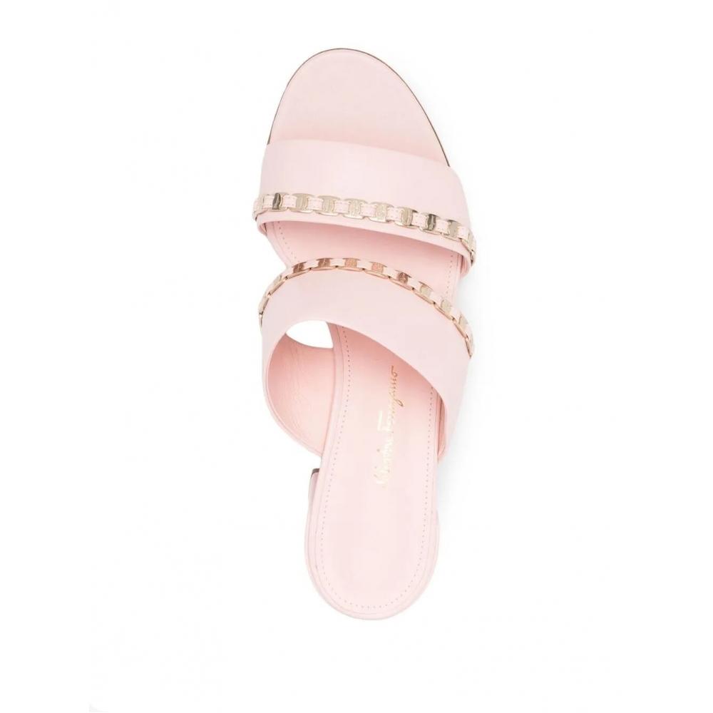 Salvatore Ferragamo Ferragamo Vara Chain Sandals Pink