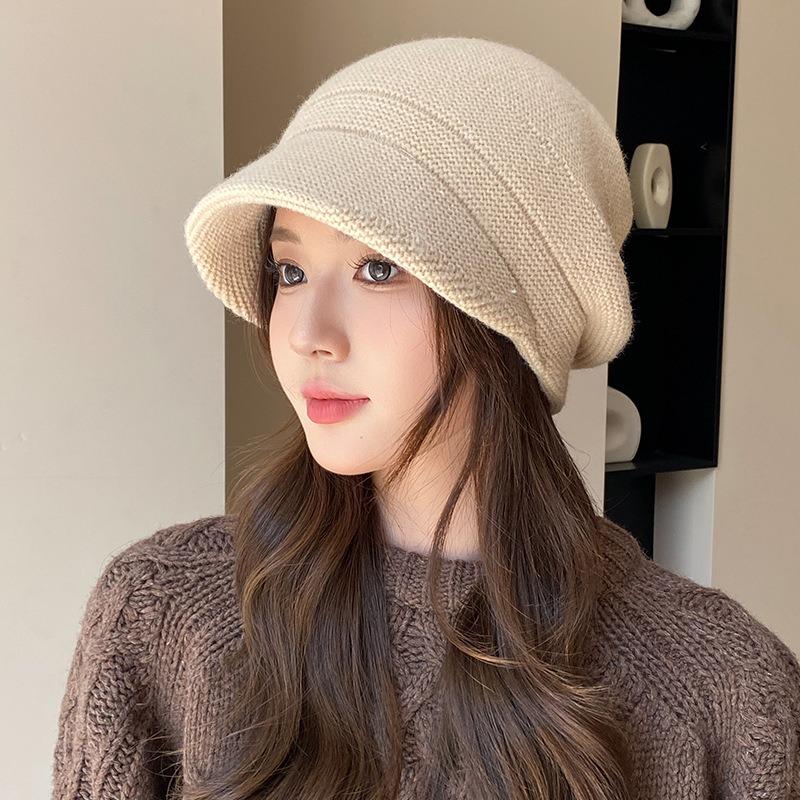 3-In-1 Bucket Hat Women's Autumn and Winter Warm Ear Protection Stacking Hat Big Head Circumference Fashionable Versatile Wool Hat