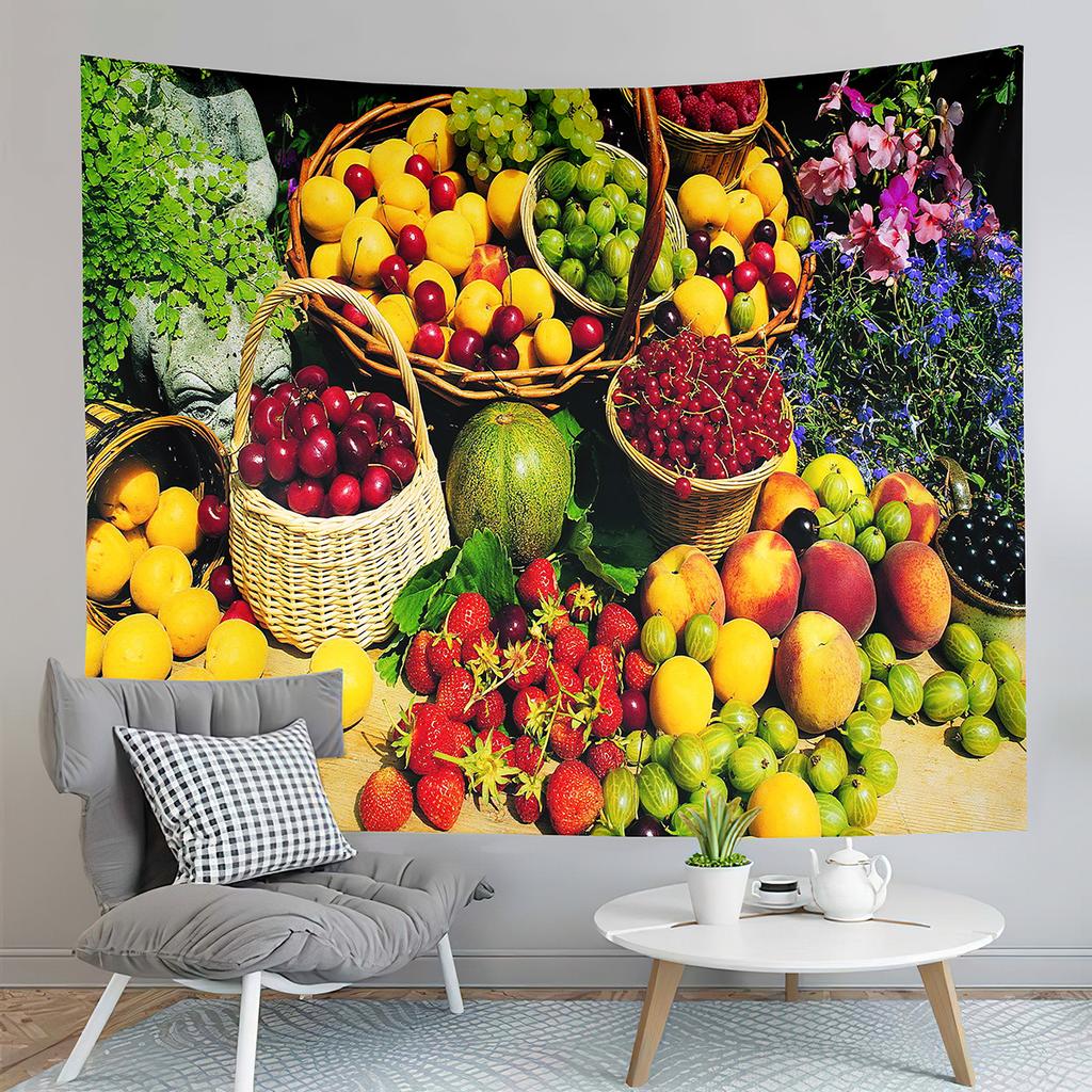 Fruit Party Tapestry Harvesting Season Tapestry Apple Strawberry Tapestry Home Living Room Bedroom Dorm Wall Hanging Blanket