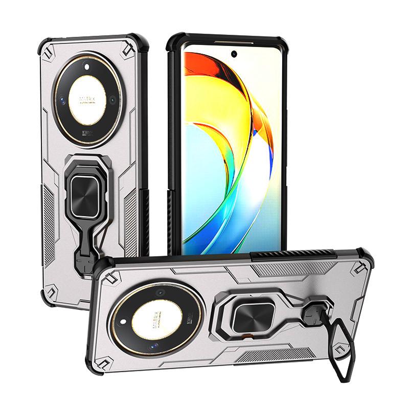 KEYSION Shockproof Armor Case for Honor X9b 5G Silicone+PC Upright Metal Live Ring Stand Phone Cover for Huawei Magic 6 Lite 5G