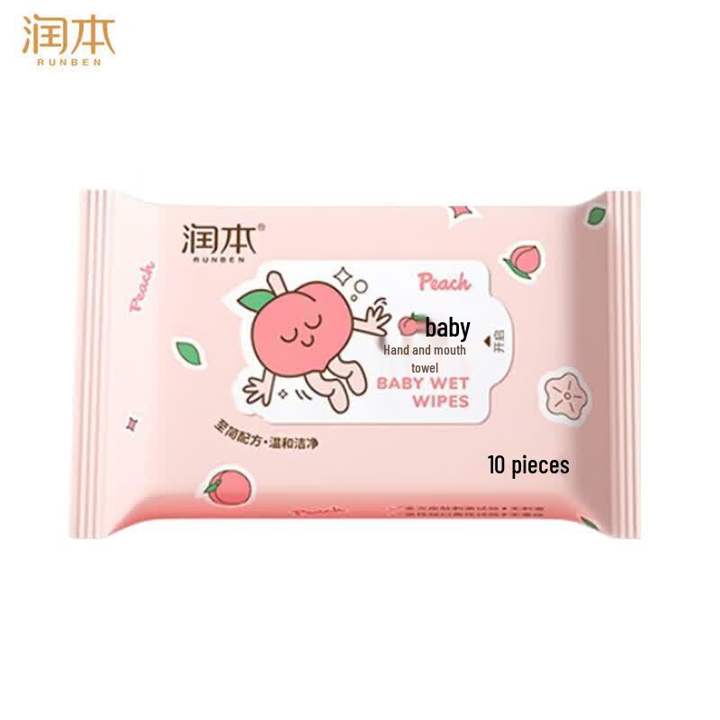 

Runben Baby Hand & Mouth Wipes - Peach Theme, 10-Count