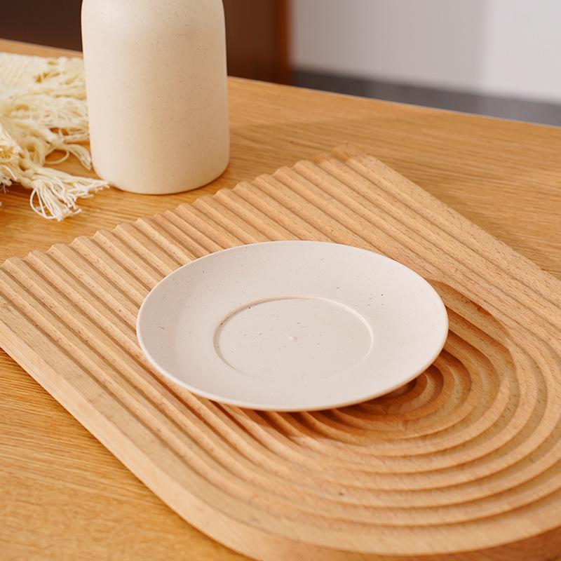 Wheat Straw Round Vegetable Plate Household Large Vegetable Plate Set Drop-Resistant Snack Plastic Plate Fruit Plate Plate