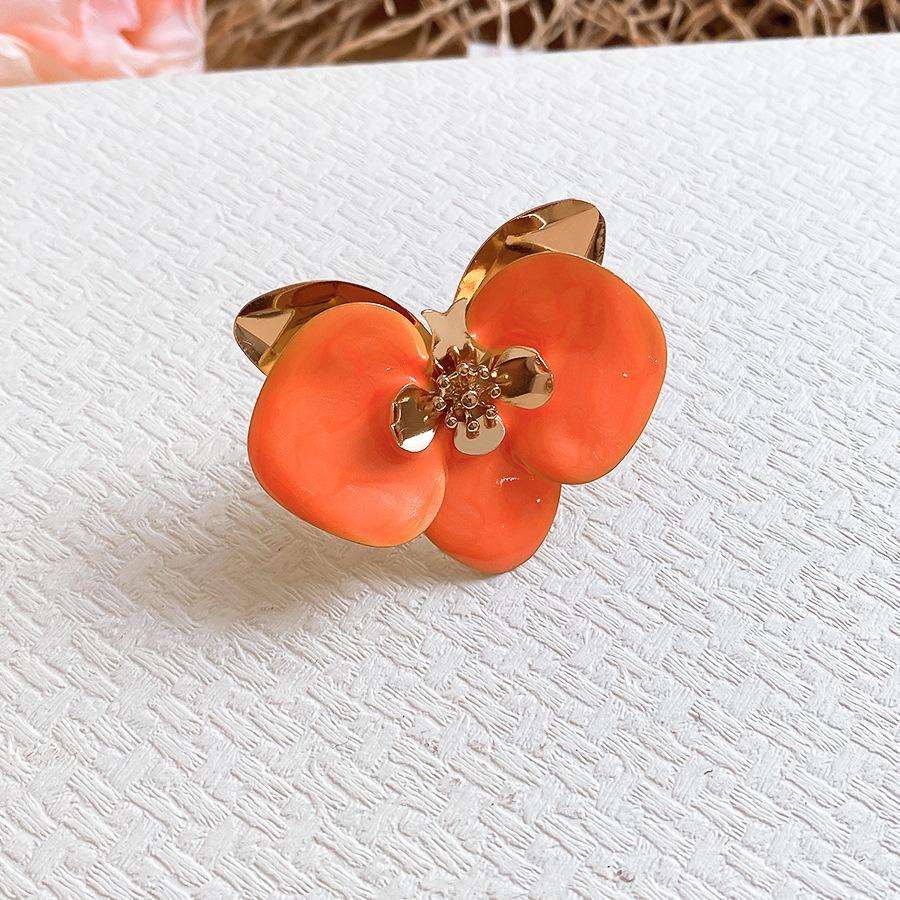 European and American metal wind dripping oil flower opening ring niche high-end ring small fresh and sweet jewelry women