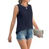 Women's Summer Vest Loose Pleated Round Neck Shirt Casual Sleeveless Top