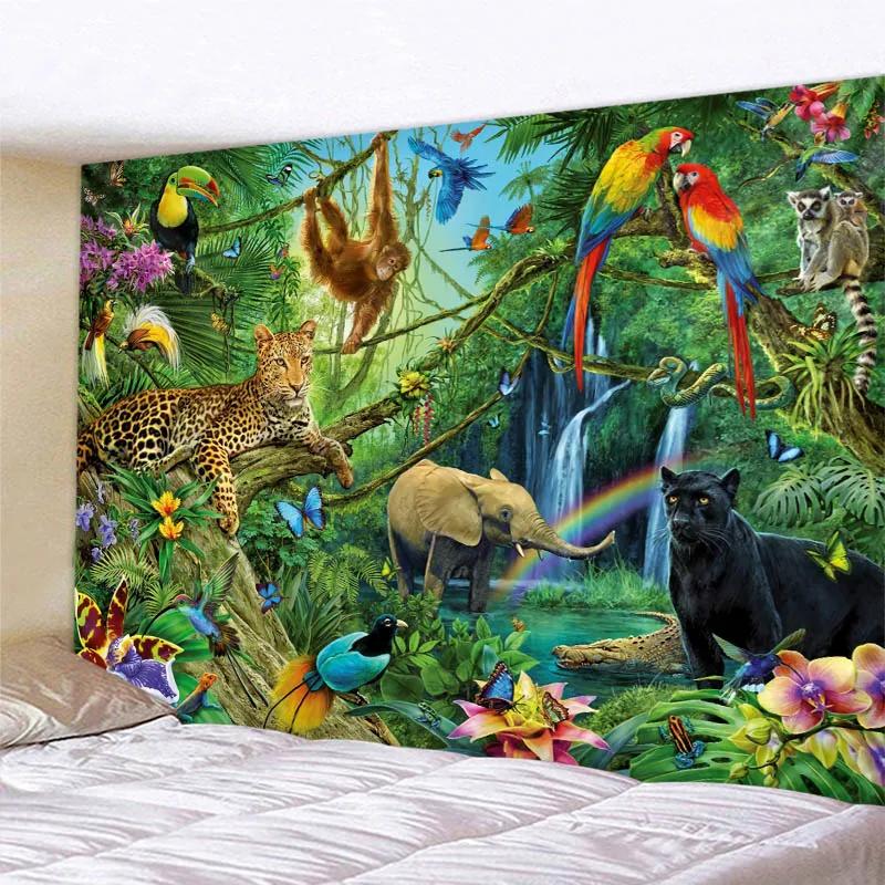 VIKAMA Jungle Bird Tapestry Psychedelic Forest Wall Hanging Exotic Bird Decor Suitable for Bedrooms and Yoga Studios