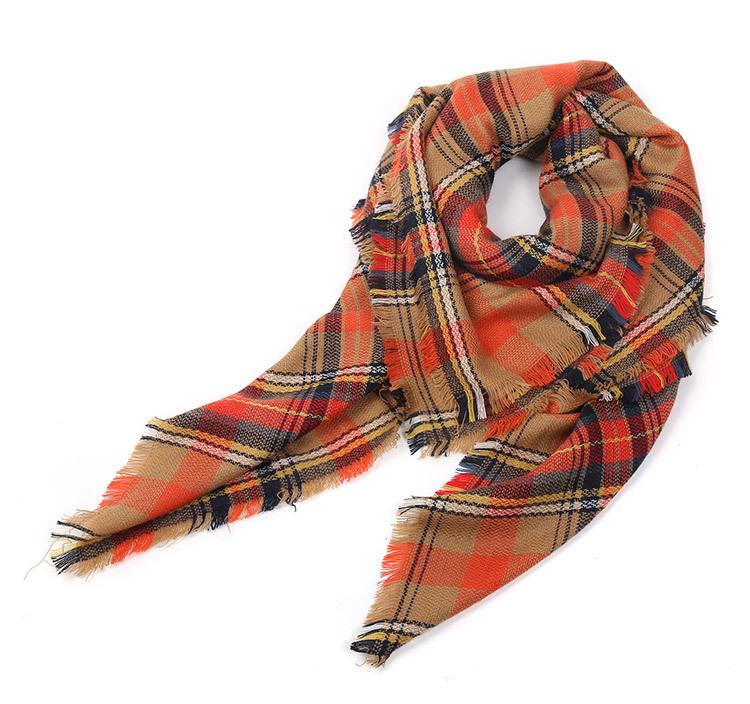 

Мягкий шарф в полоску оранжевого цвета в клетку, большая квадратная шаль, для женщин, осень/зима 140*140cm красный