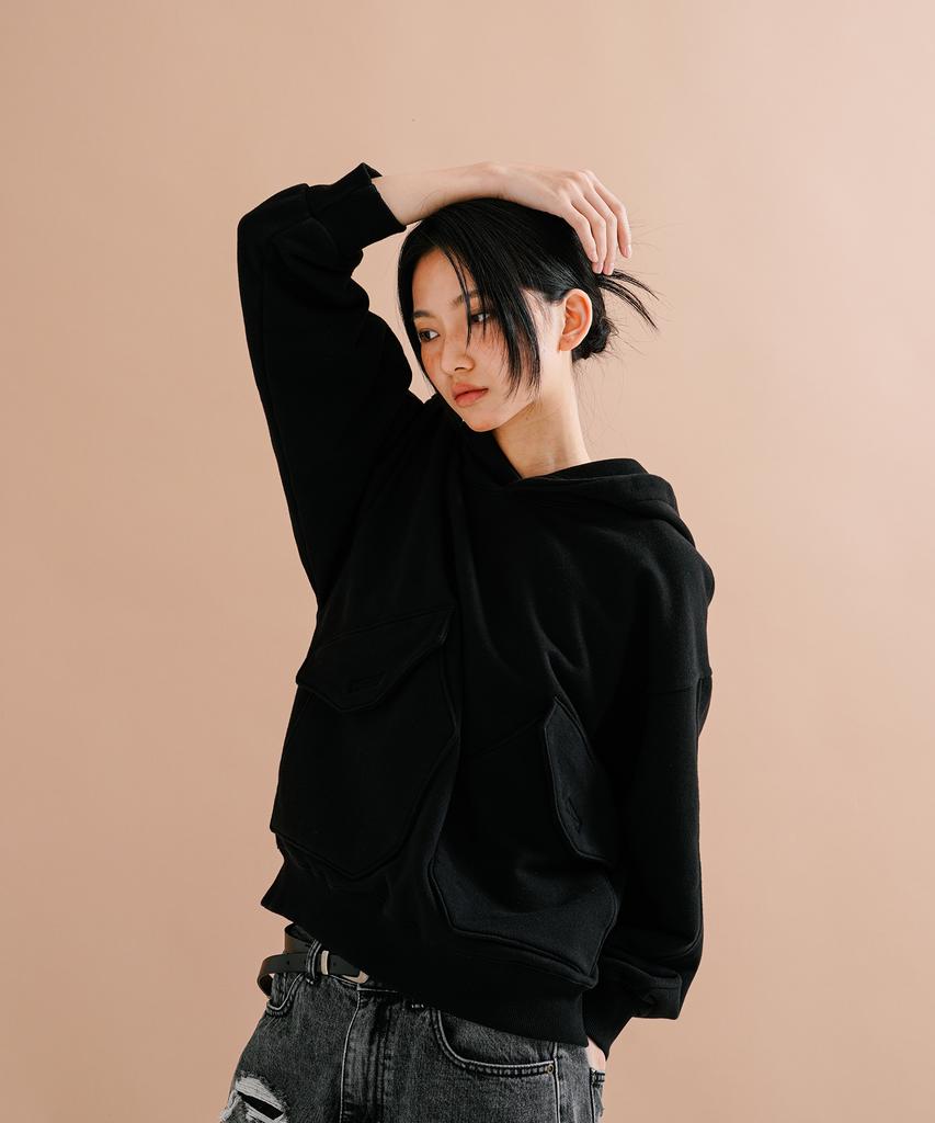 Big Pocket Pigment Hoodie Black Jjhd9162