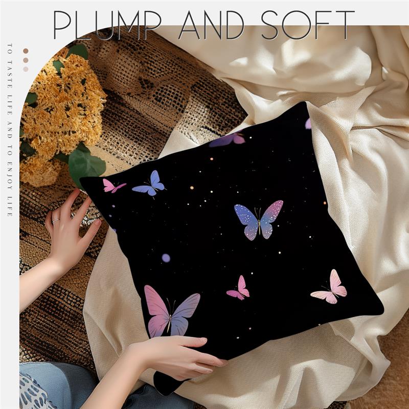 Butterfly Digital Print Craft Cushion Cover Peach Skin Velvet Room Home Sofa Living Office Car Simplicity Pillow Cover