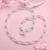925 Sterling Silver Oval Simple Round Link Necklace Women Fashion Party Favor Wedding Jewelry Accessories
