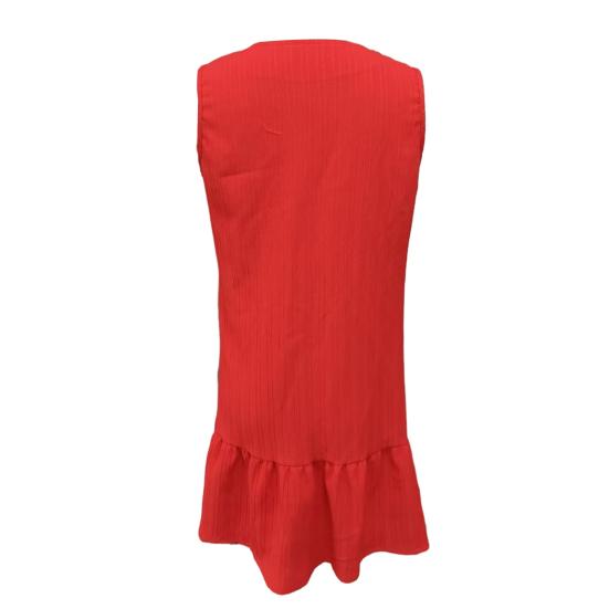 Summer Dress V-Neck Sleeveless Single-Breasted Solid Color Mini Dress Solid Color Loose