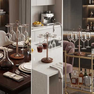 Metal Frame Glass Holder Stable Wine Cup Rack Stylish Look Bar Glass Stand  Table Display
