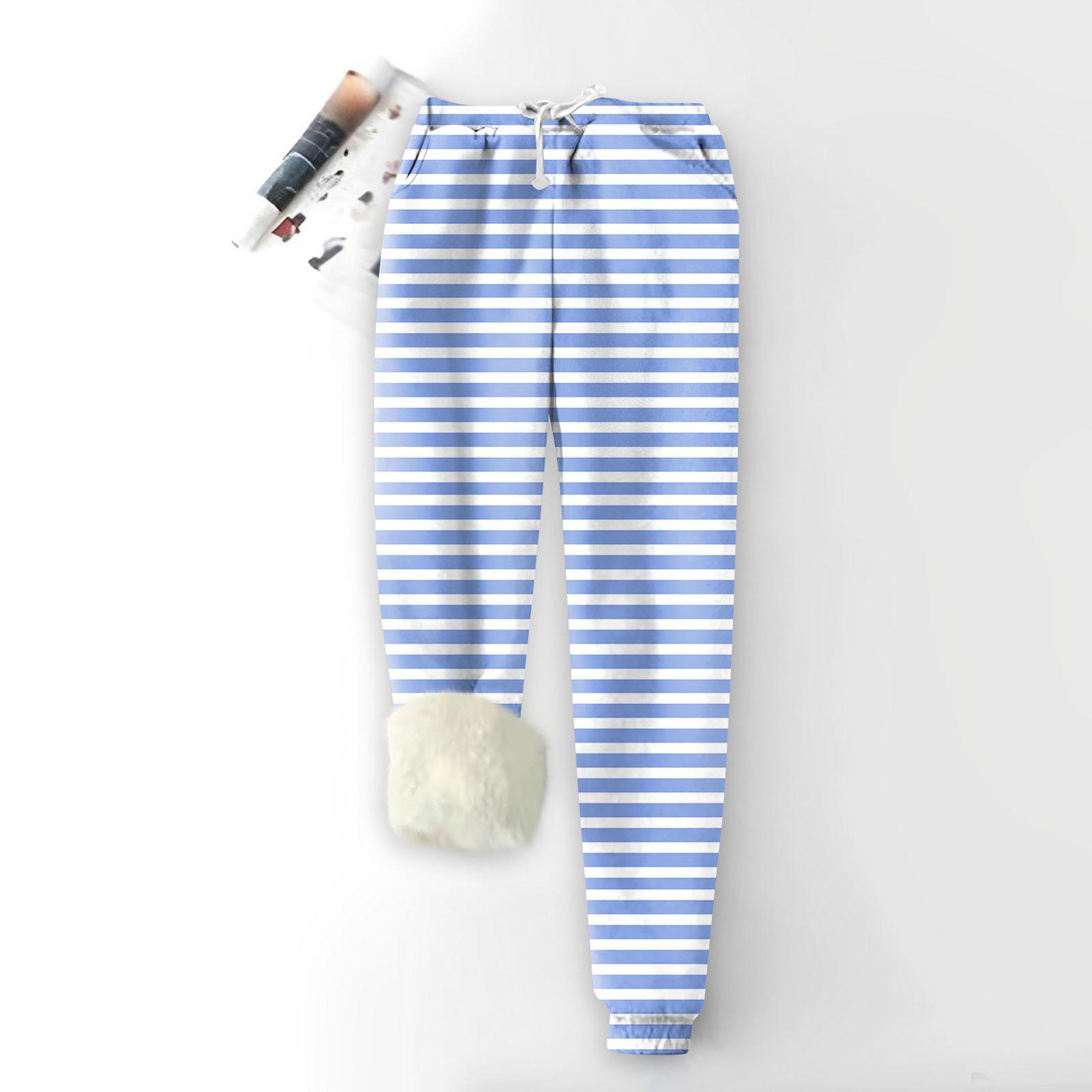 Женские модные спортивные свободные утолщенные теплые брюки из плотного флиса с принтом — фото 9